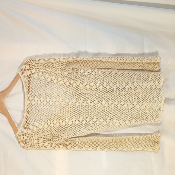 Sexy Boho Concert Festival Crochet Top Vintage Style one button Flowy sleeve - Picture 9 of 11